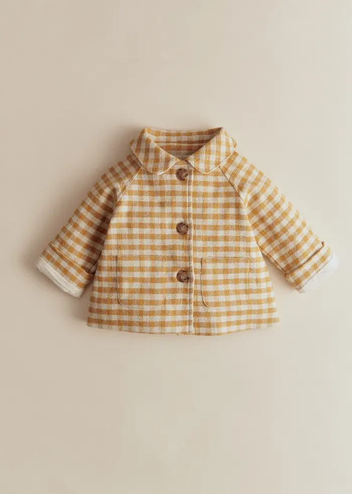 Manteau Polla - Carreaux Vichy Ocre Ecru