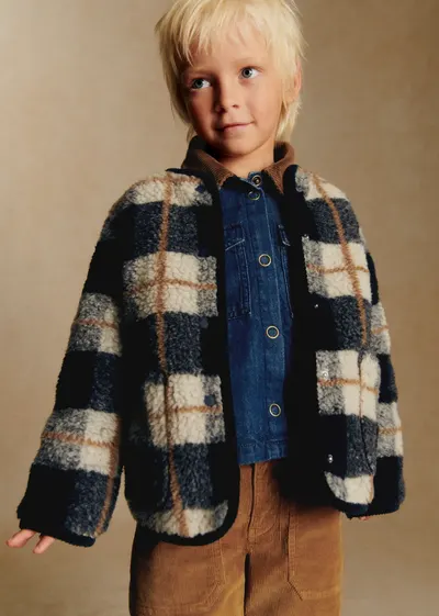 Manteau Sari - Carreaux Bleu et Ecru