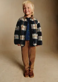 Manteau Sari - Carreaux Bleu et Ecru — view 2