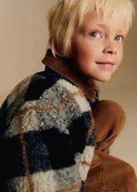 Manteau Sari - Carreaux Bleu et Ecru — view 3