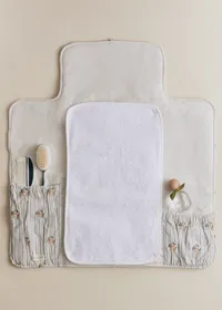Matelas à langer nomade - Rayures Broderie Fleurs — view 2