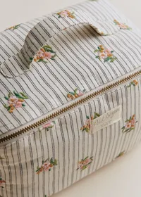 Maxi trousse de toilette - Rayures Broderie Fleurs — view 3