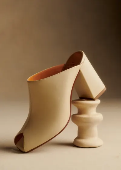 Mules High Bruna - Crème lisse