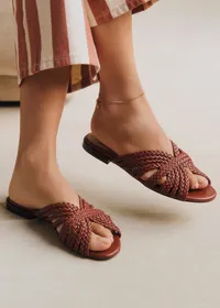 Mules Low Paola - Acajou Lisse Tressé — view 3
