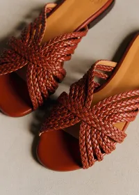 Mules Low Paola - Acajou Lisse Tressé — view 4