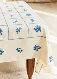 Nappe Brodée - Broderie Bleu Fond Ecru — view 5