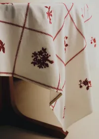 Nappe Brodée - Ecru Broderie Framboise - Epi de Blé — view 2