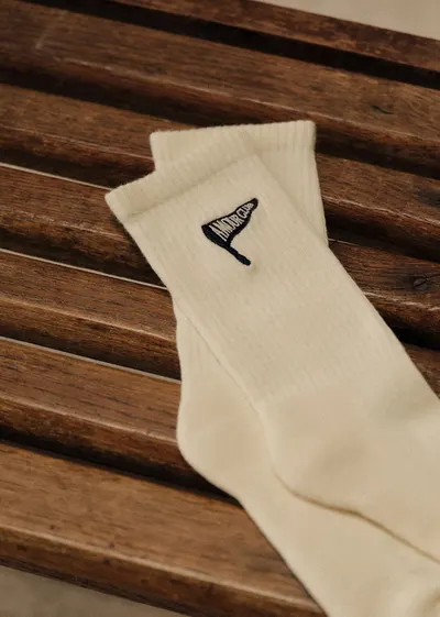 Chaussettes Fanion Amour Club - Écru