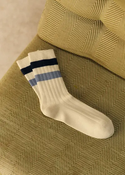 Chaussettes Loris - Écru / Marine / Bleu Acier