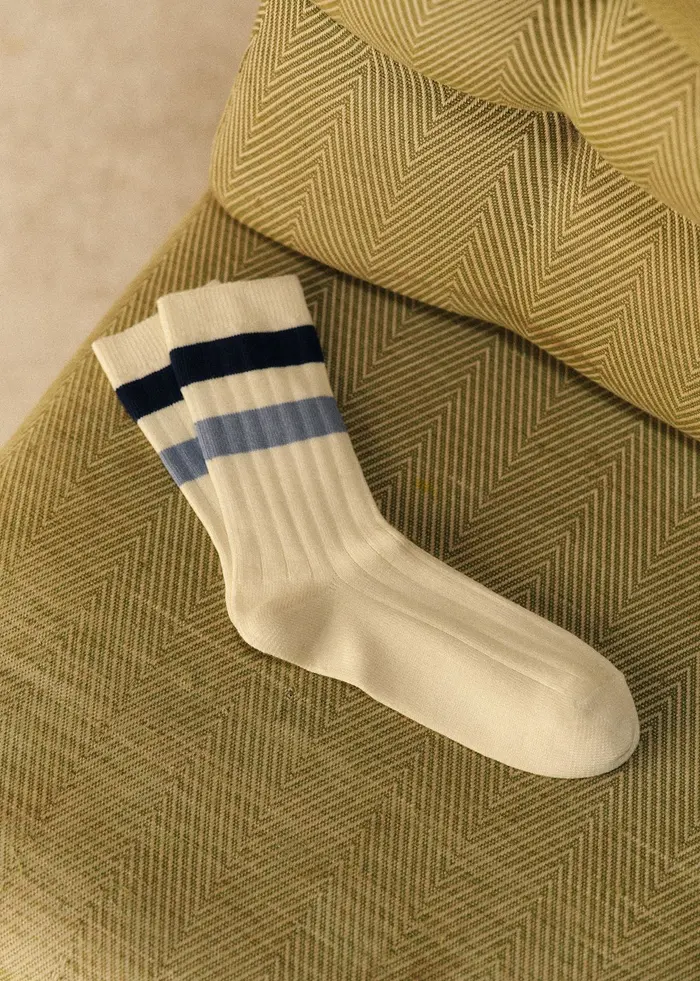 Chaussettes Loris - Écru / Marine / Bleu Acier