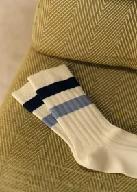 Chaussettes Loris - Écru / Marine / Bleu Acier — view 3
