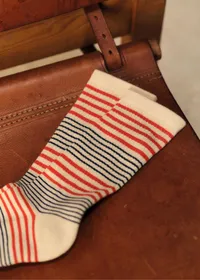 Chaussettes Mouss - Écru / Bleu / Rouille — view 3