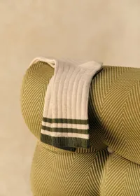 Chaussettes Russel - Écru Rayures Kaki — view 2