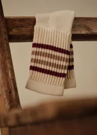 Chaussettes Zane - Écru Rayures Rouge / Beige — view 2