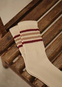 Chaussettes Zane - Écru Rayures Rouge / Beige — view 3