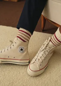 Chaussettes Zane - Écru Rayures Rouge / Beige — view 4