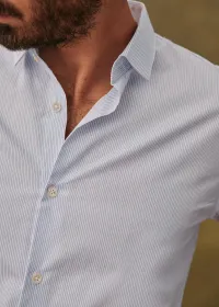 Chemise Allen Popeline - Rayures Fines Bleues — view 3