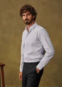 Chemise Allen Popeline - Rayures Fines Bleues — view 5