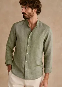 Chemise Benny Coton Lin - Kaki Délavé — view 3
