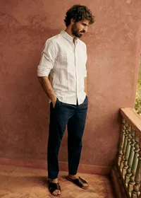 Chemise Charlie Coton Lin - Blanc Rayures Bleues — view 4