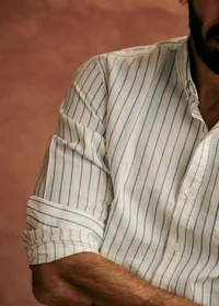 Chemise Charlie Coton Lin - Blanc Rayures Bleues — view 5