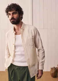 Chemise Charlie - Écru Rayures Beiges — view 5