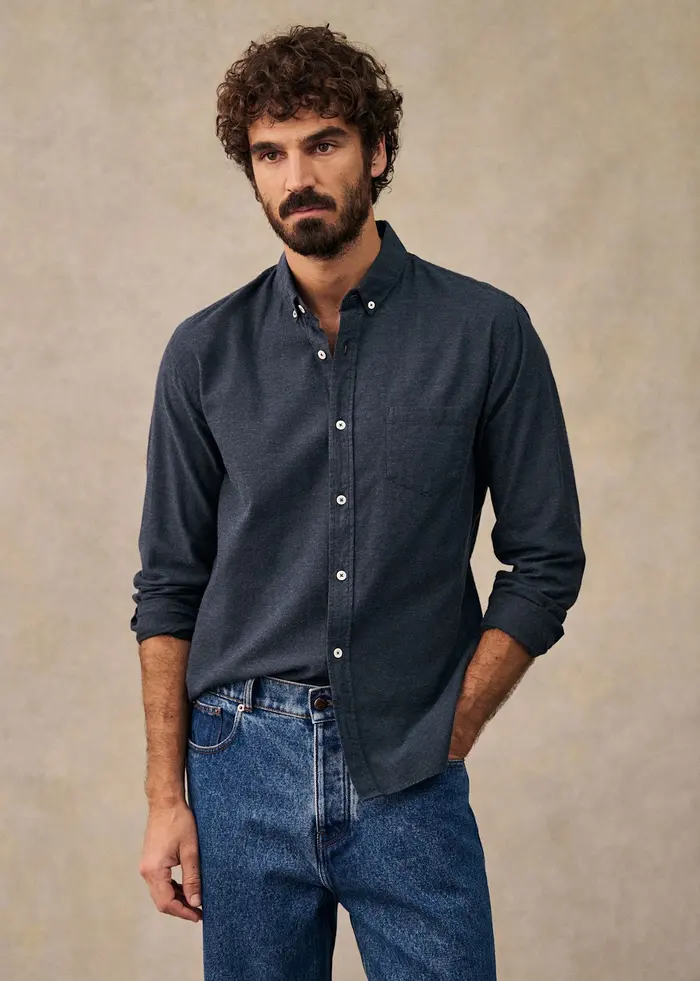 Chemise Charlie Flanelle - Bleu Chiné