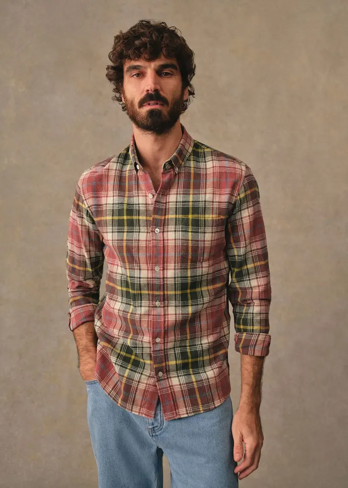Chemise Charlie Flanelle Carreaux - Vert / Rose Foncé