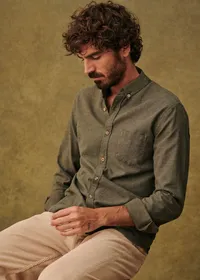Chemise Charlie Flanelle - Kaki — view 4