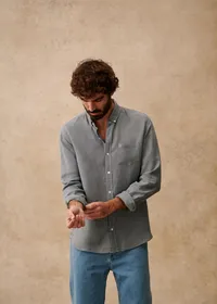 Chemise Charlie Lin - Bleu Acier — view 5