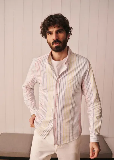 Chemise Charlie Oxford - Blanc Rayures Multicolores