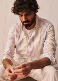 Chemise Charlie Oxford - Blanc Rayures Multicolores — view 2