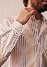 Chemise Charlie Oxford - Blanc Rayures Multicolores — view 3