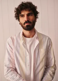 Chemise Charlie Oxford - Blanc Rayures Multicolores — view 4