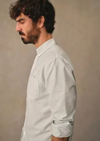 Chemise Charlie Oxford - Rayures Vert / Blanc — view 3
