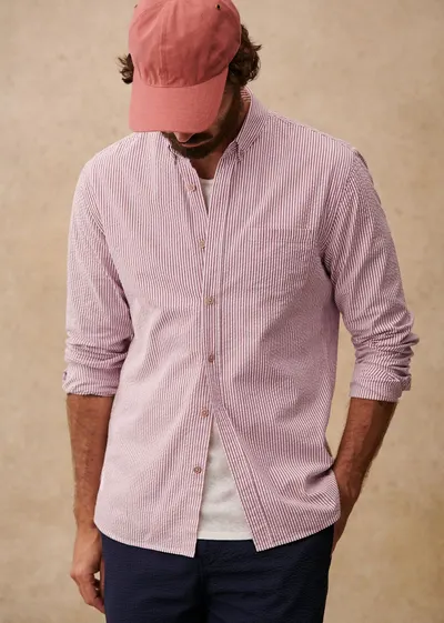 Chemise Charlie Seersucker - Blanc / Bordeaux