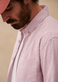 Chemise Charlie Seersucker - Blanc / Bordeaux — view 4