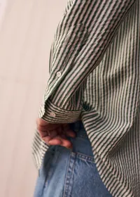 Chemise Charlie Seersucker - Blanc Rayures Vertes — view 4