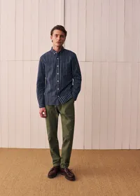 Chemise Charlie Seersucker - Marine Rayures Blanches — view 4