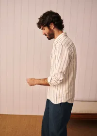 Chemise Charlie Texturée - Écru Rayures Multico — view 2