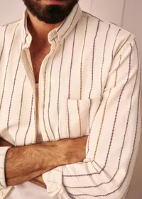 Chemise Charlie Texturée - Écru Rayures Multico — view 3