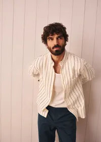 Chemise Charlie Texturée - Écru Rayures Multico — view 4