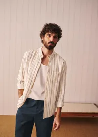 Chemise Charlie Texturée - Écru Rayures Multico — view 5