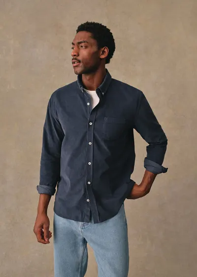 Chemise Charlie Velours - Bleu Pétrole