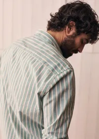 Chemise Charlie - Vert Rayures Beige / Blanc — view 2