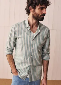 Chemise Charlie - Vert Rayures Beige / Blanc — view 3