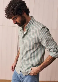 Chemise Charlie - Vert Rayures Beige / Blanc — view 4