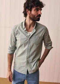 Chemise Charlie - Vert Rayures Beige / Blanc — view 5