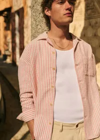 Chemise Harty - Rayures Écru / Rose — view 5