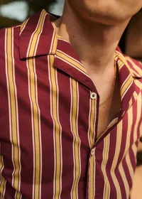 Chemise Holt - Bordeaux Rayures Moutarde — view 4